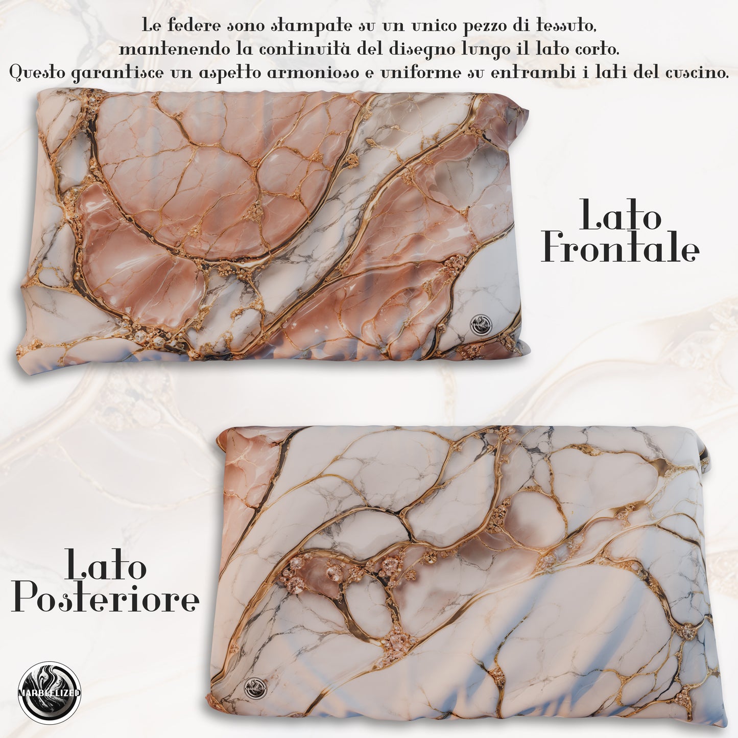 Paire de Taies d'Oreiller Élégantes Effet Marbre Poudre