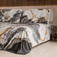 Drap housse, dessus de lit et taies d'oreiller élégants effet marbre gris foncé - SMOKITE