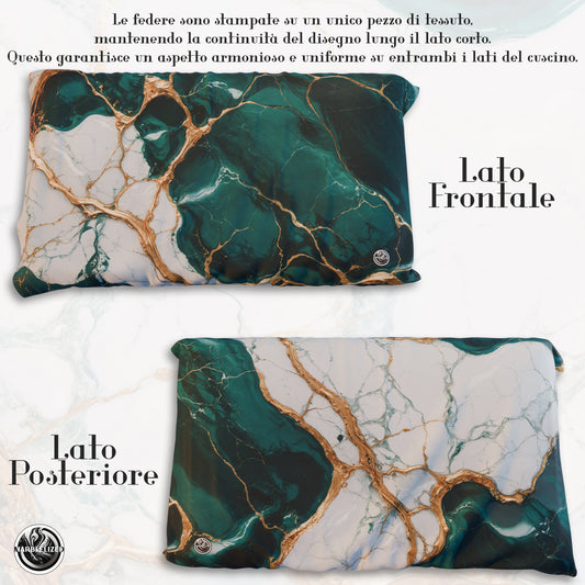 Paire de Taies d'Oreiller Élégantes Effet Marbre Outremer