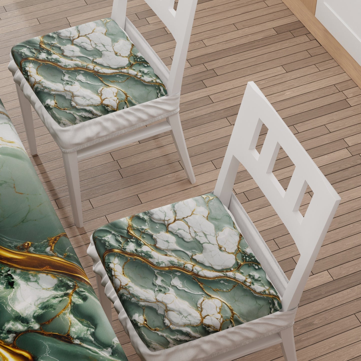 Coussins pour Chaises avec Élastique Housse de Chaise Effet Marbre Sauge - SALVOR