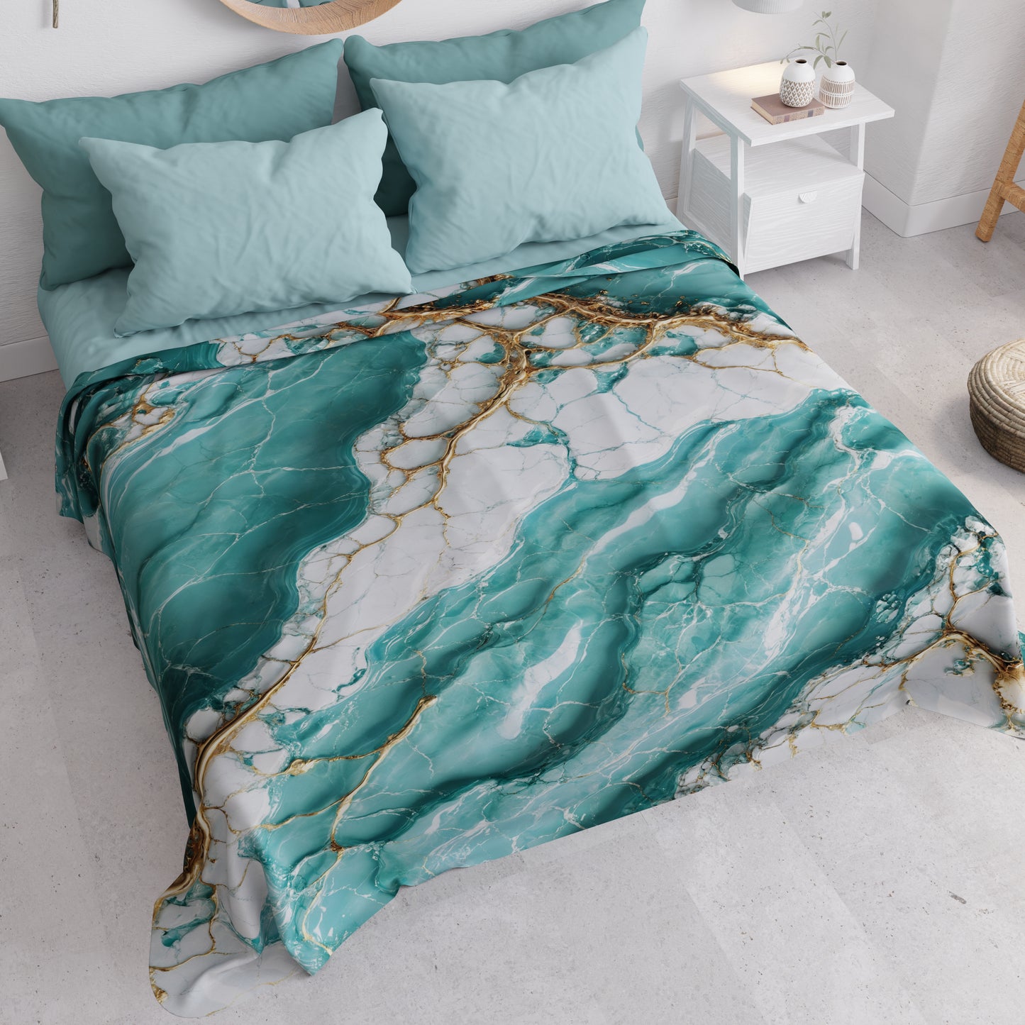 Couvre-lit d'été, Couverture légère, Draps de couvre-lit effet aigue-marine - AQUATIQUE