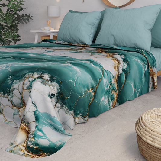Copriletto Estivo, Coperta Leggera, Lenzuola Copriletto Effetto Aqua marina - AQUATIQUE