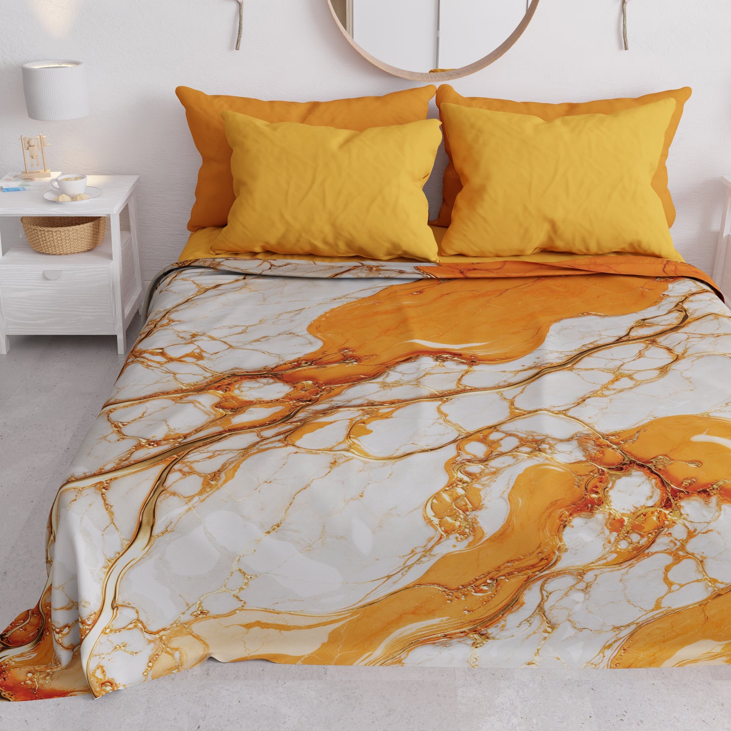 Couvre-lit d'été, Couverture légère, Draps de couvre-lit effet orange - AURANGE