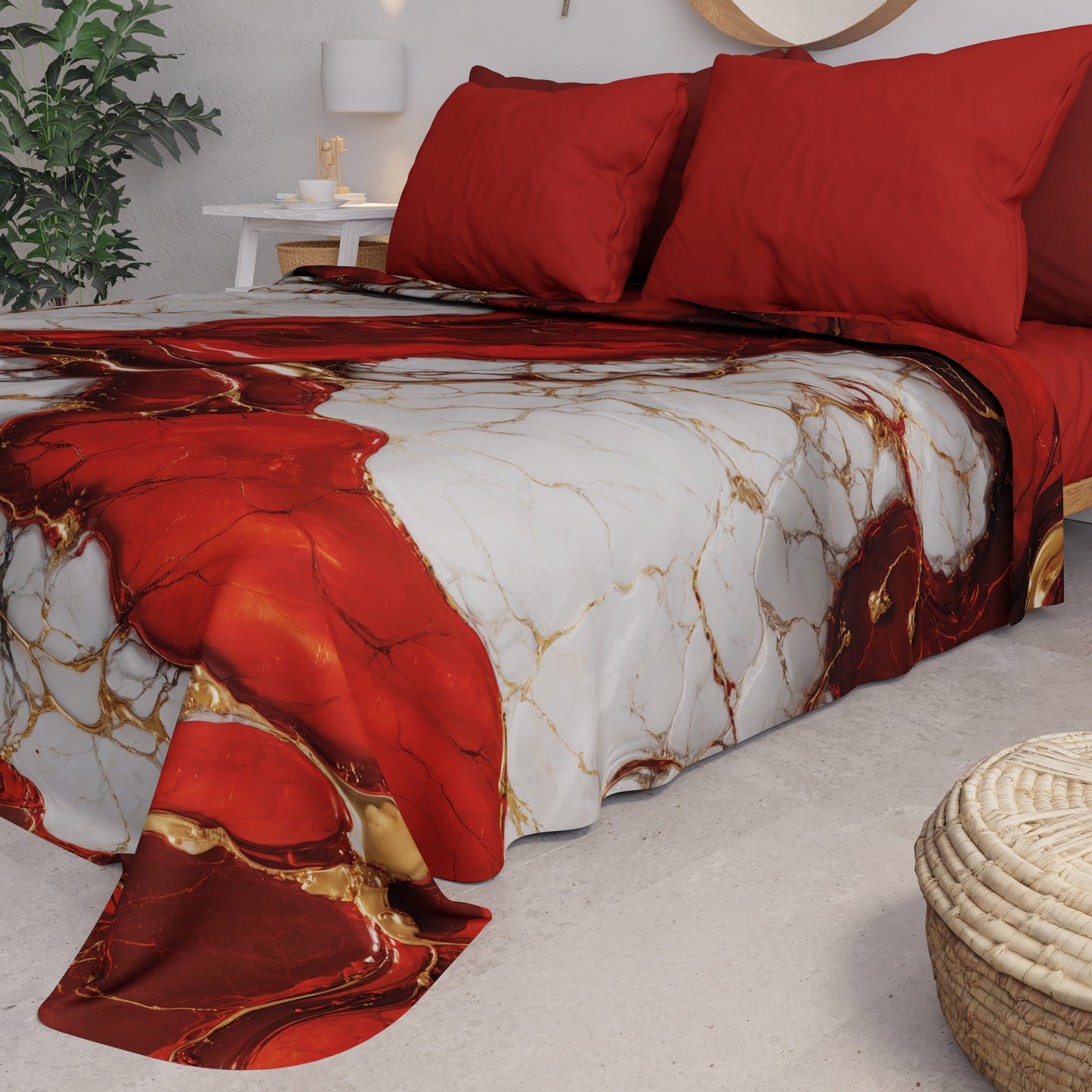 Copriletto Estivo, Coperta Leggera, Lenzuola Copriletto Effetto Rosso - BLOODY