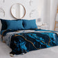Couvre-lit d'été, Couverture légère, Draps de couvre-lit effet marbre bleu nuit - NAVYGLO
