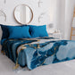 Couvre-lit d'été, Couverture légère, Draps de couvre-lit effet marbre bleu océan - OCEAGLINT
