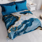 Couvre-lit d'été, Couverture légère, Draps de couvre-lit effet marbre bleu océan - OCEAGLINT