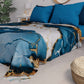 Couvre-lit d'été, Couverture légère, Draps de couvre-lit effet marbre bleu océan - OCEAGLINT