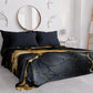 Couvre-lit d'été, Couverture légère, Draps de couvre-lit effet marbre noir or - ONYXILITE