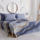 Couvre-lit d'été, Couverture légère, Draps de couvre-lit effet marbre indigo - PERIWINKY