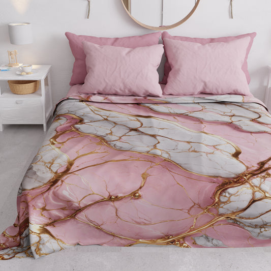 Copriletto Estivo, Coperta Leggera, Lenzuola Copriletto Effetto Marmo Rosa - PINKERELLE