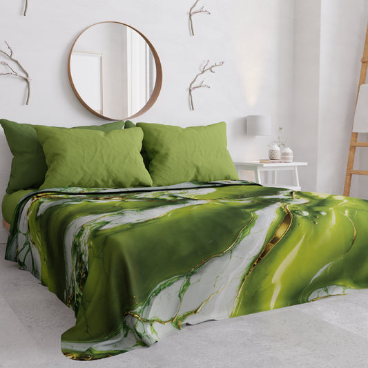 Copriletto Estivo, Coperta Leggera, Lenzuola Copriletto Effetto Marmo Verde - PISTACHIUS