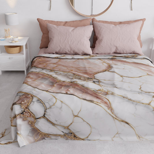 Copriletto Estivo, Coperta Leggera, Lenzuola Copriletto Effetto Marmo Cipria - ROSELITHE