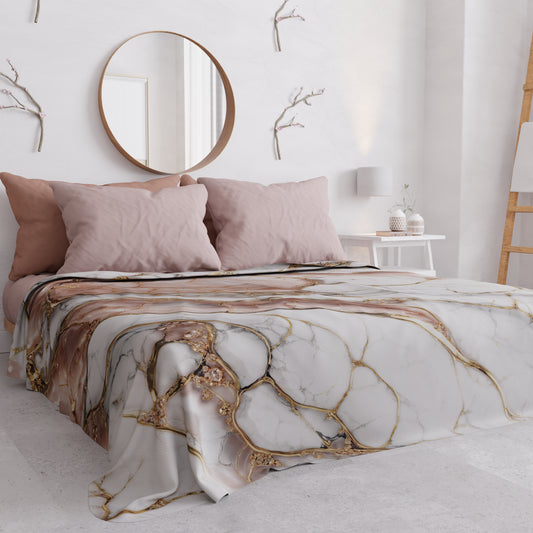Copriletto Estivo, Coperta Leggera, Lenzuola Copriletto Effetto Marmo Cipria - ROSELITHE