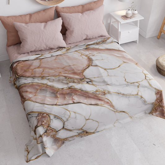 Copriletto Estivo, Coperta Leggera, Lenzuola Copriletto Effetto Marmo Cipria - ROSELITHE
