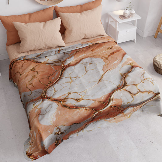 Copriletto Estivo, Coperta Leggera, Lenzuola Copriletto Effetto Marmo Salmone - ROSESALM