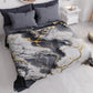 Copriletto Estivo, Coperta Leggera, Lenzuola Copriletto Effetto Marmo Grigio Scuro - SMOKITE