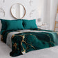 Couvre-lit d'été, Couverture légère, Draps de couvre-lit effet marbre bleu canard - TEALGEM