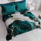 Couvre-lit d'été, Couverture légère, Draps de couvre-lit effet marbre bleu canard - TEALGEM