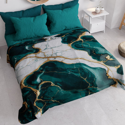 Copriletto Estivo, Coperta Leggera, Lenzuola Copriletto Effetto Marmo Ottanio - TEALGEM