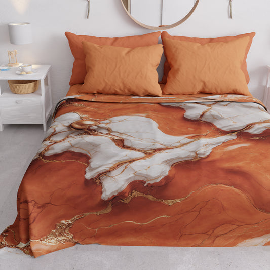 Copriletto Estivo, Coperta Leggera, Lenzuola Copriletto Effetto Marmo Terracotta - TERRARUM