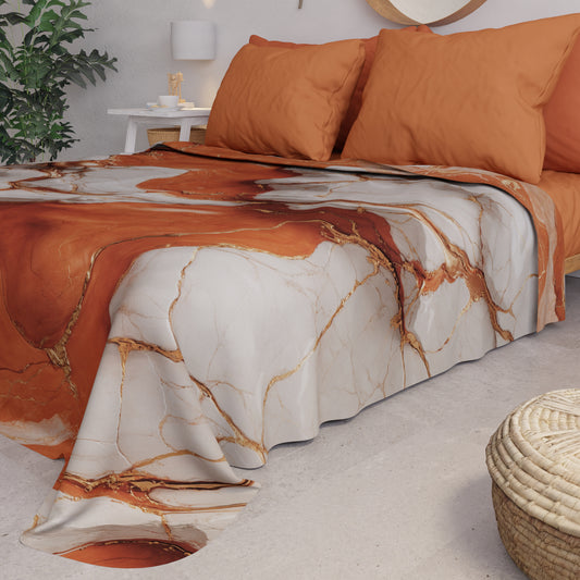 Copriletto Estivo, Coperta Leggera, Lenzuola Copriletto Effetto Marmo Terracotta - TERRARUM