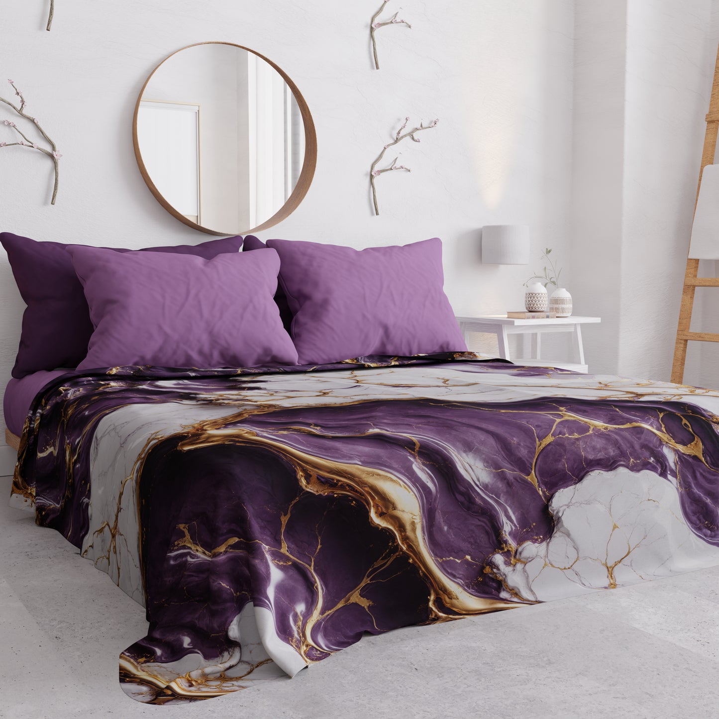 Couvre-lit d'été, Couverture légère, Draps de couvre-lit effet marbre violet - VIOLETRIC