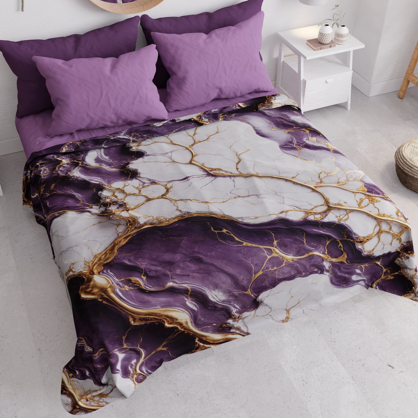Couvre-lit d'été, Couverture légère, Draps de couvre-lit effet marbre violet - VIOLETRIC