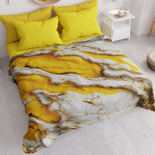 Copriletto Estivo, Coperta Leggera, Lenzuola Copriletto Effetto Marmo Giallo - YELLOOOW