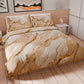Housse de Couette Double, Simple, 1 Place et Demie, Effet Marbre Beige
