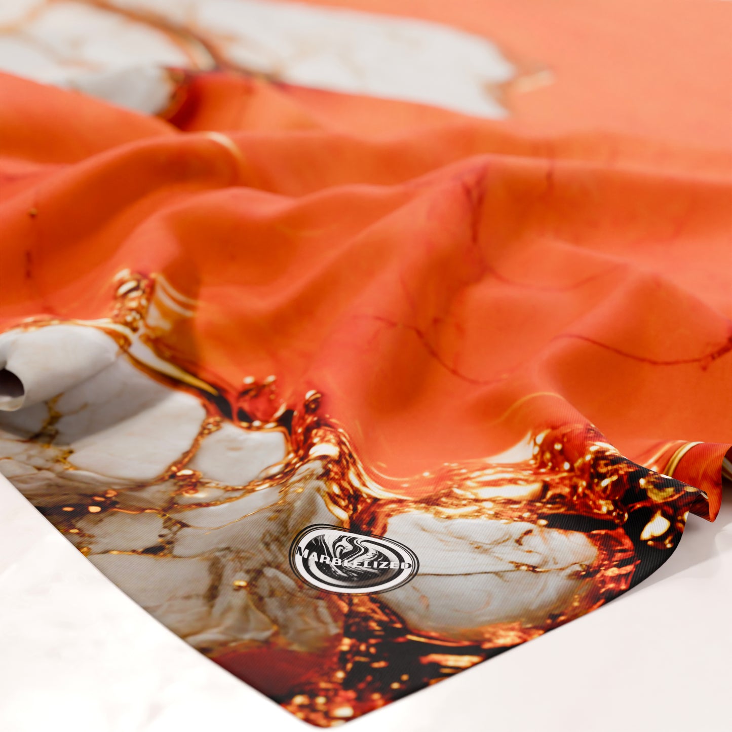 Nappe anti-taches effet marbre élégante orange - AURANGE
