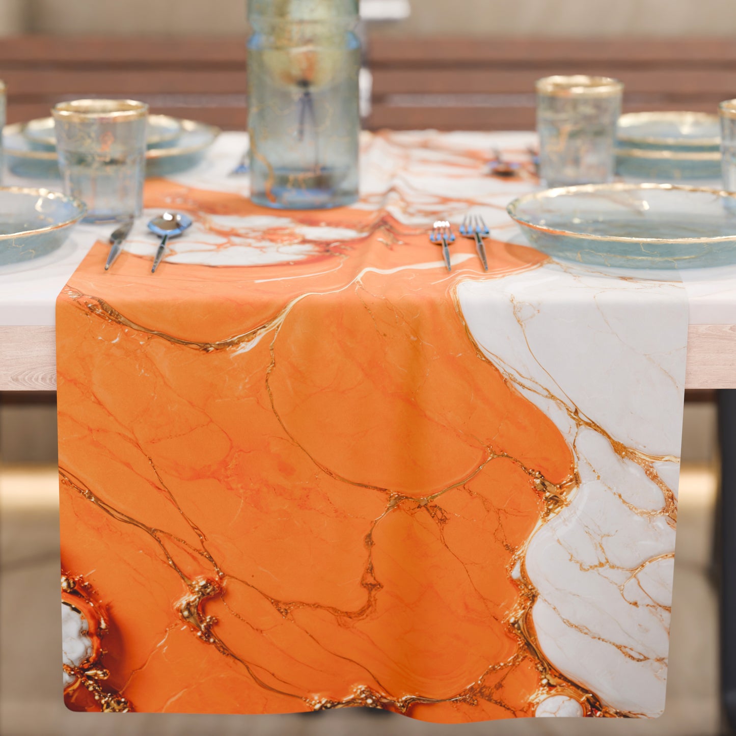 Runner da Tavola Moderno Effetto Marmo Aurange