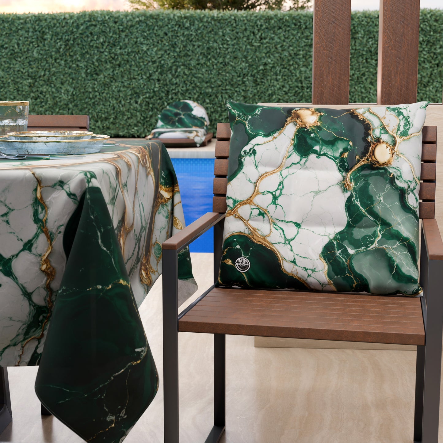 Coussins pour Chaises de Cuisine Élégants Effet Marbre Émeraude - ESMERAUR