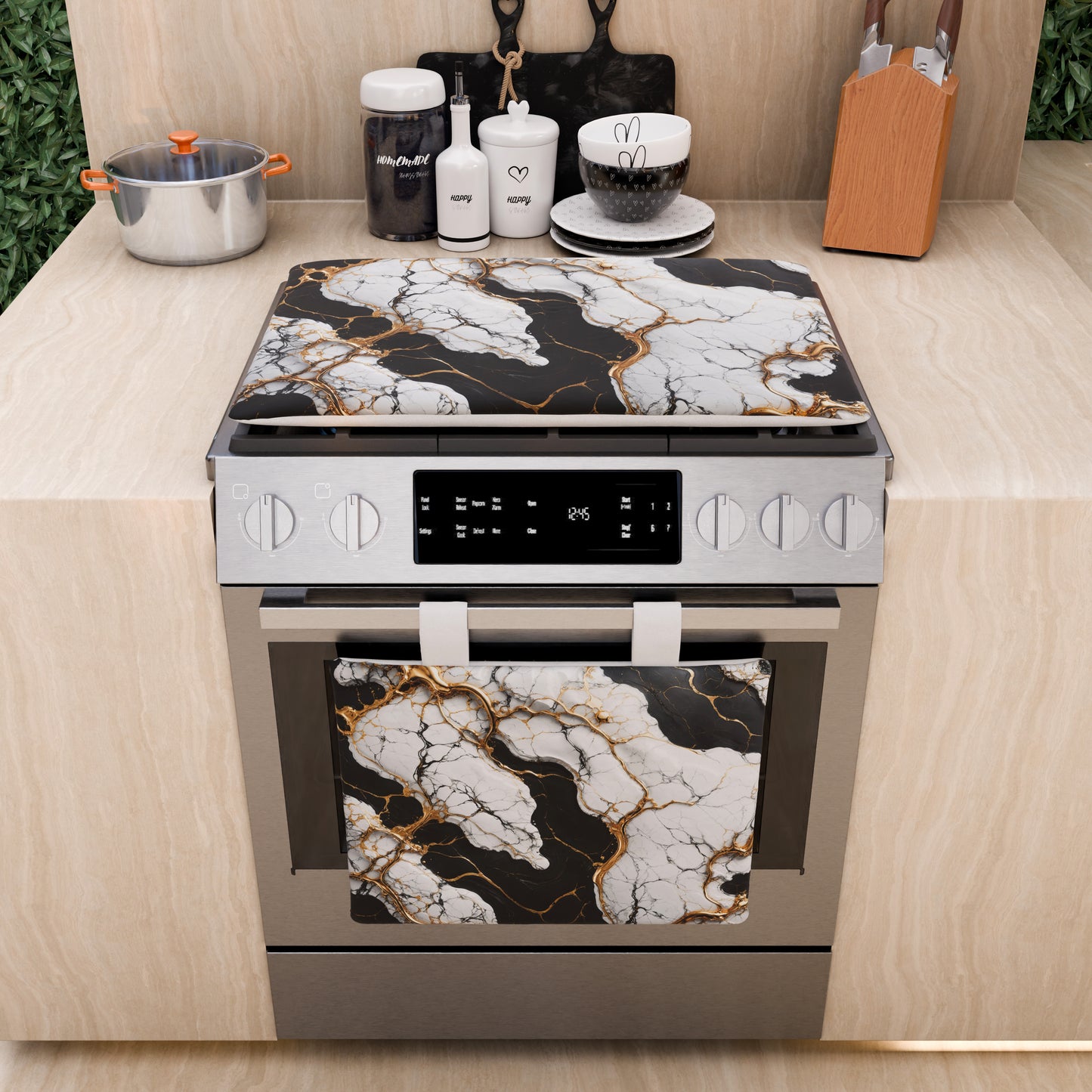 Housse de Four Élégante Moderne Effet Marbre Gildenite