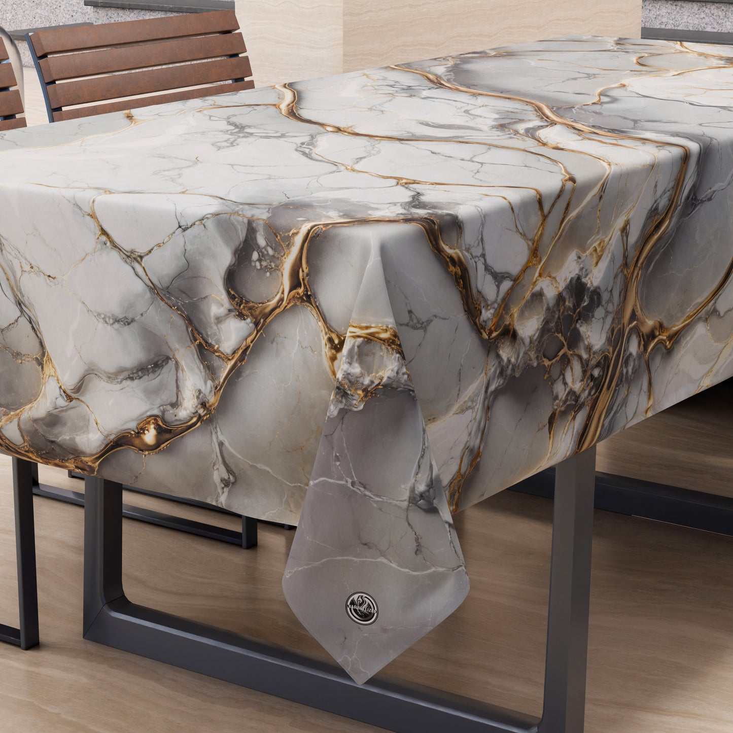 Nappe anti-taches effet marbre élégante gris clair - GRAFYLUX