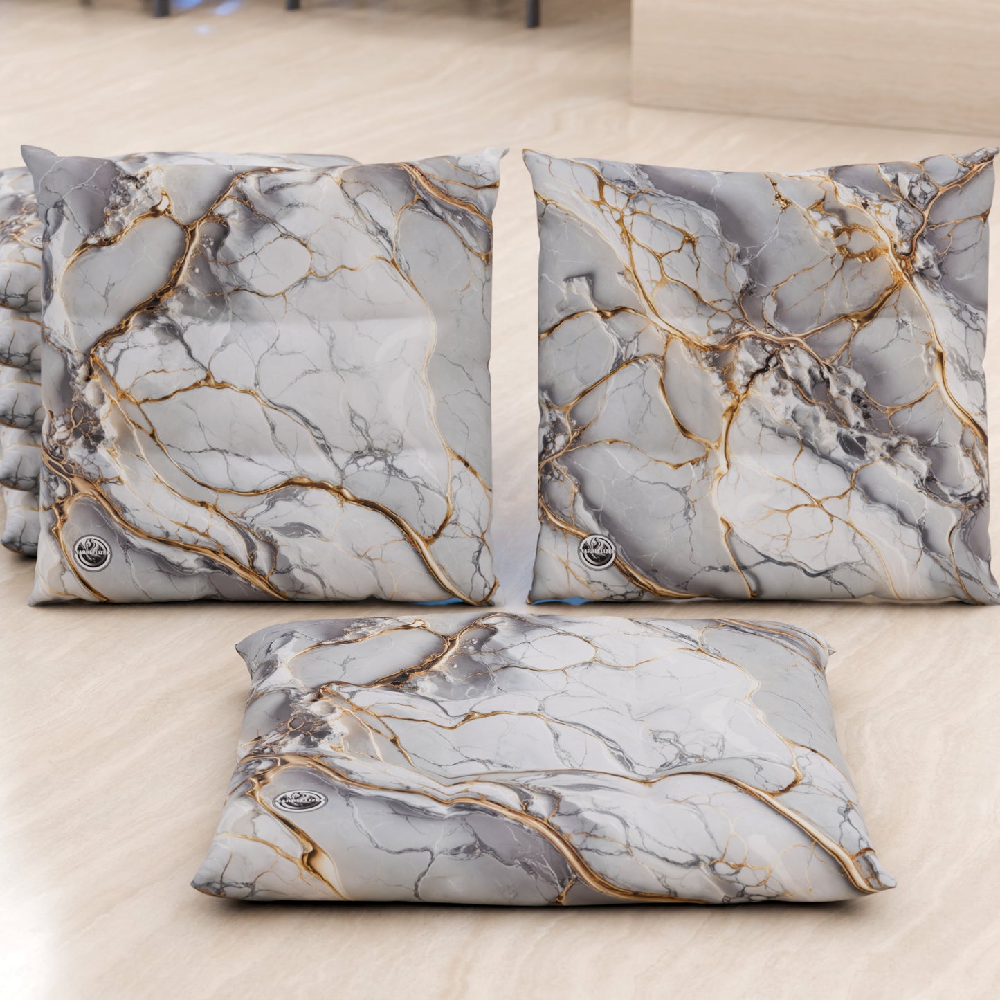 Coussins pour Chaises de Cuisine Élégants Effet Marbre Gris Clair - GRAFYLUX