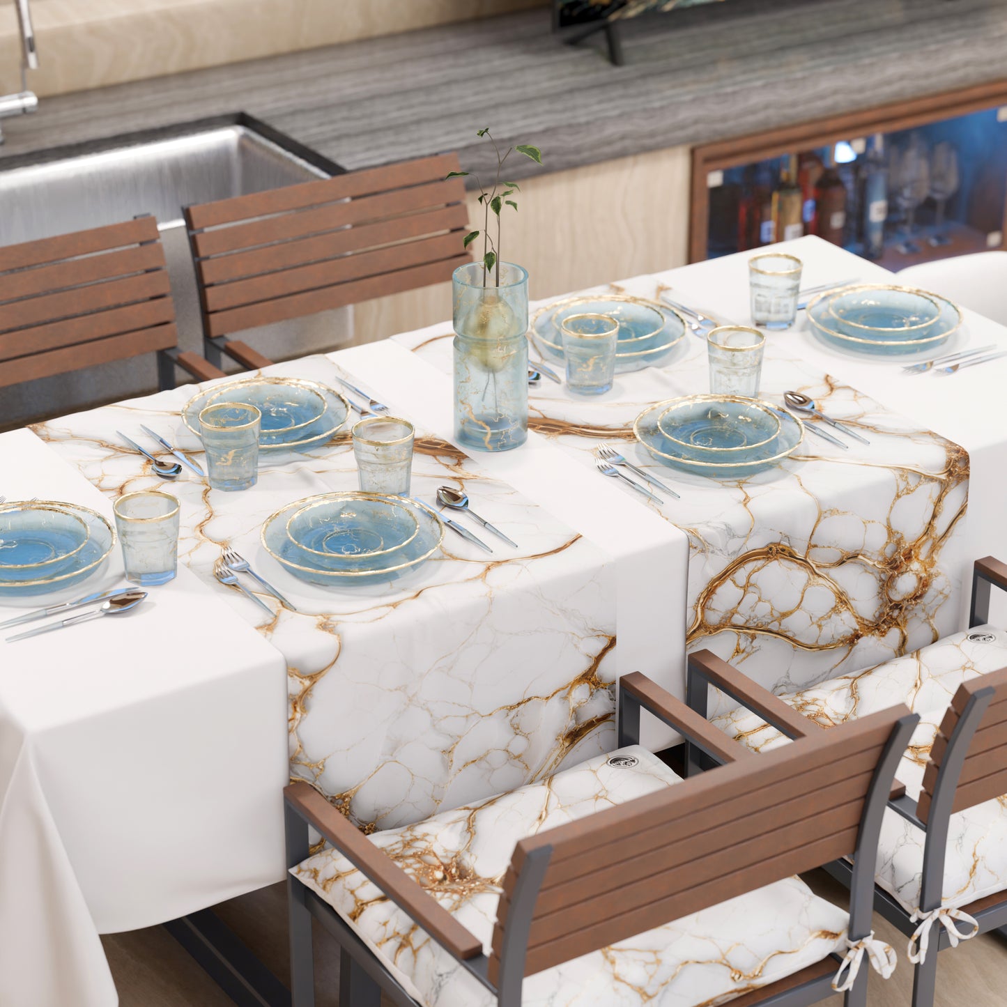 Chemin de Table Moderne Effet Marbre Marblice