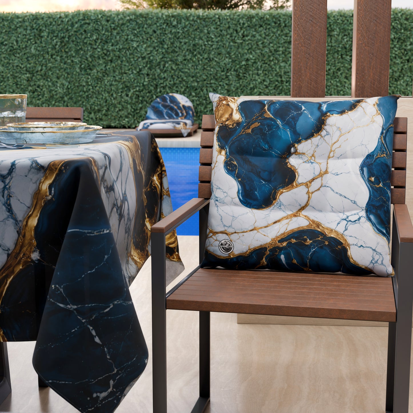 Cuscini per Sedie Cucina Eleganti Effetto Marmo Blu Oceano - OCEAGLINT