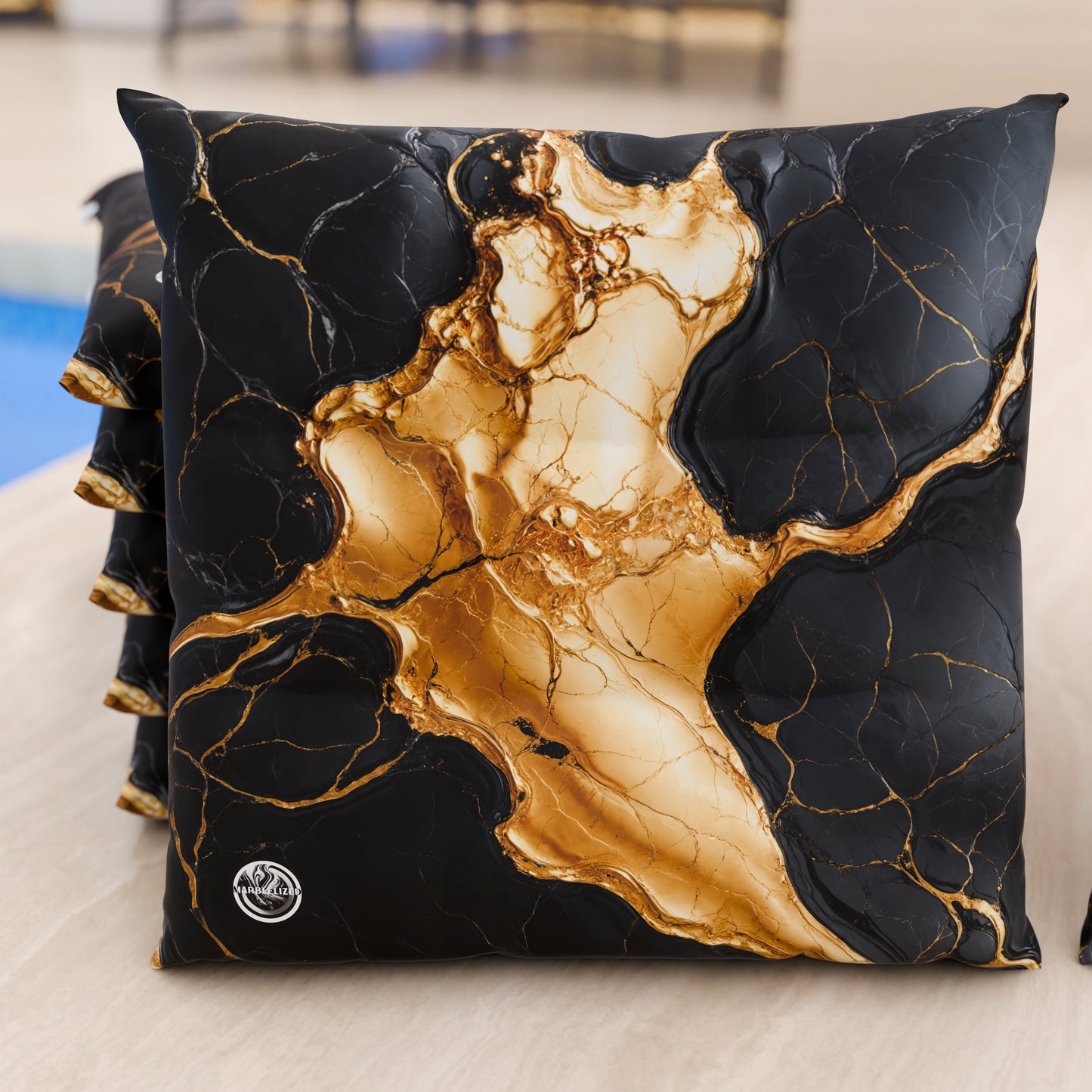 Coussins pour Chaises de Cuisine Élégants Effet Marbre Noir et Or - ONYXLITE