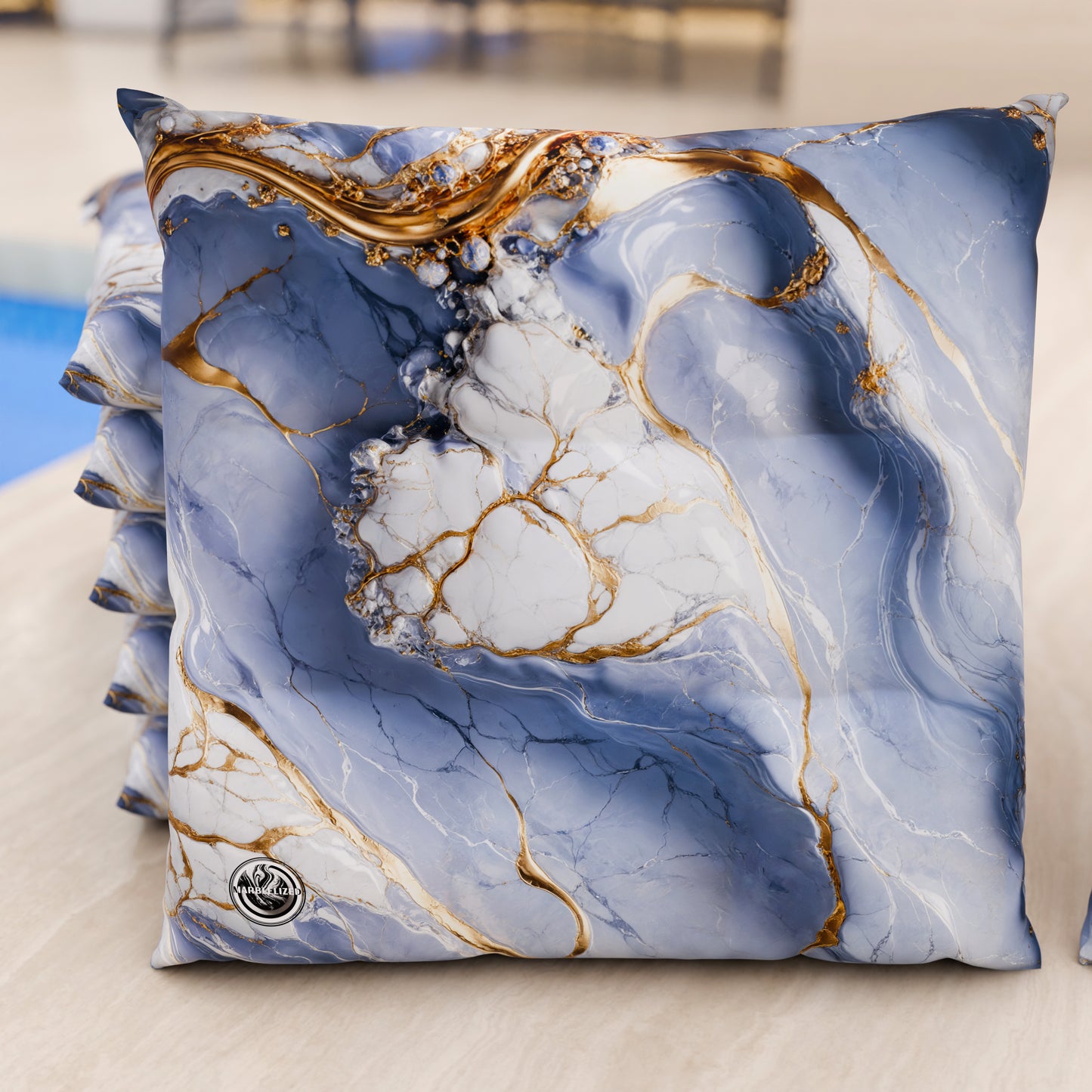 Coussins pour Chaises de Cuisine Élégants Effet Marbre Indigo - PERIWINKY