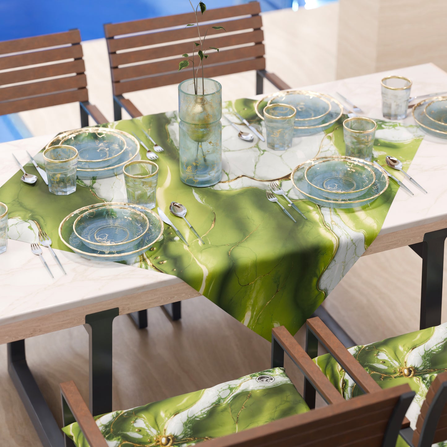 Centre de Table Moderne Effet Marbre Pistachius