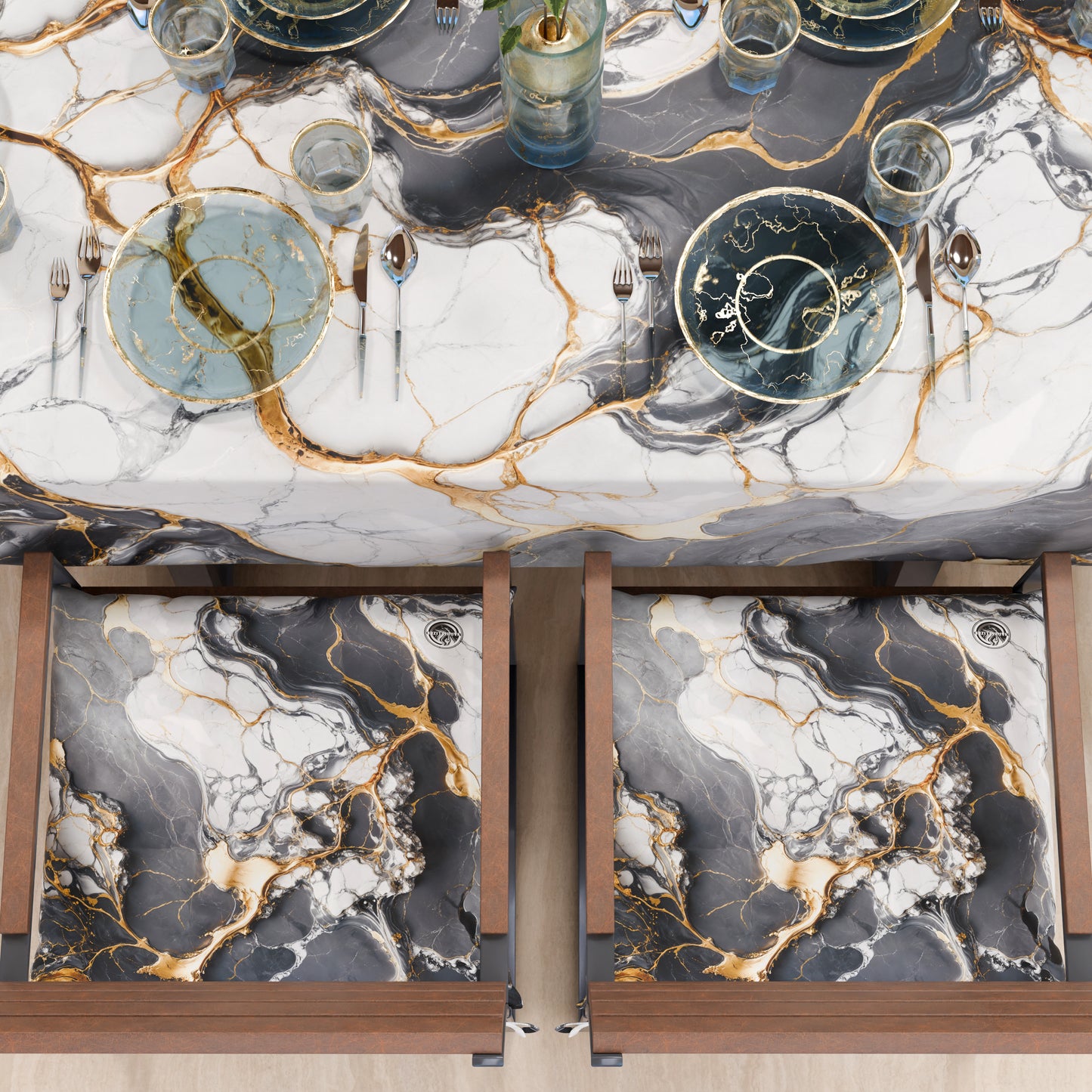 Cuscini per Sedie Cucina Eleganti Effetto Marmo Grigio Scuro - SMOKITE