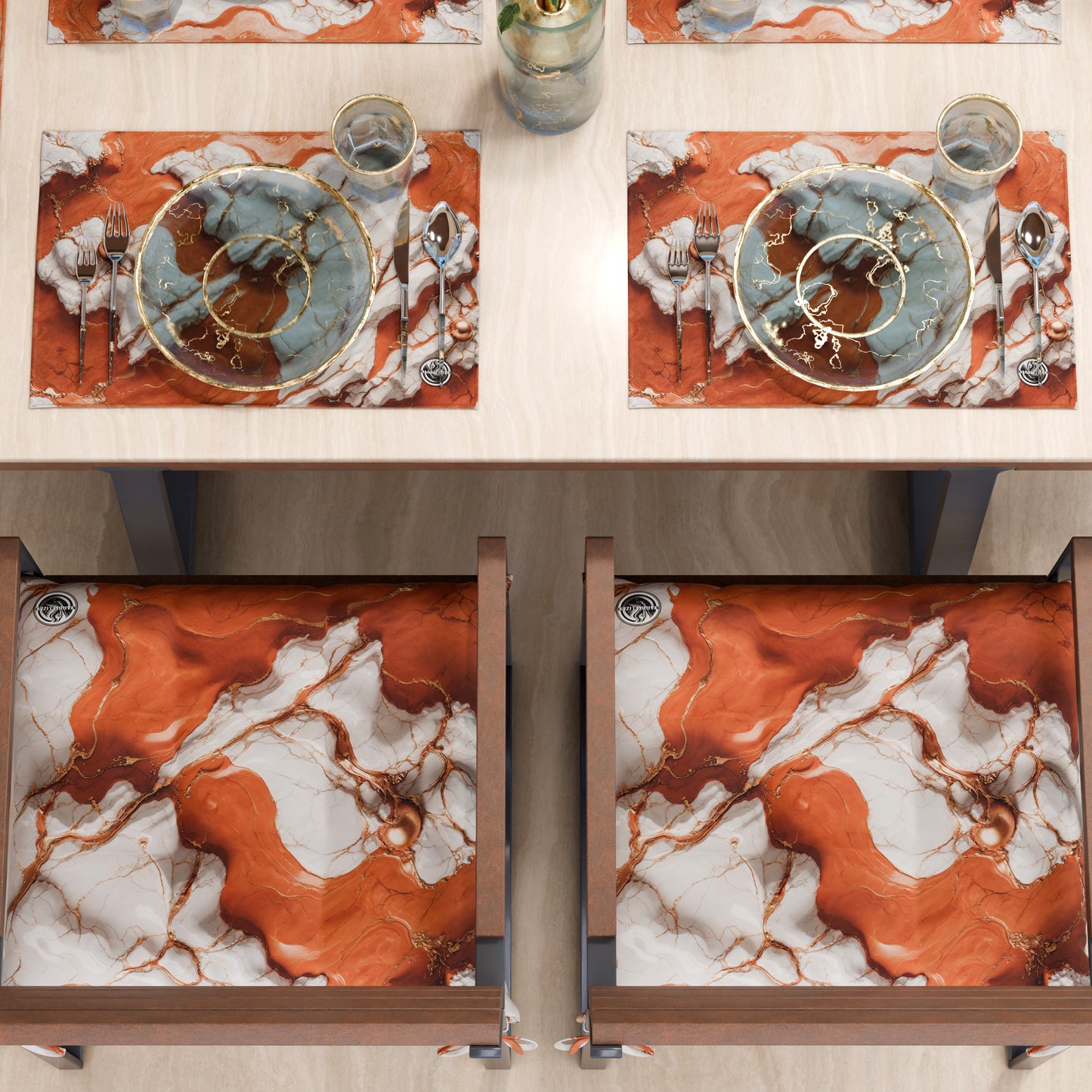 Tovagliette Americane Eleganti Effetto Marmo Terracotta - TERRARUM