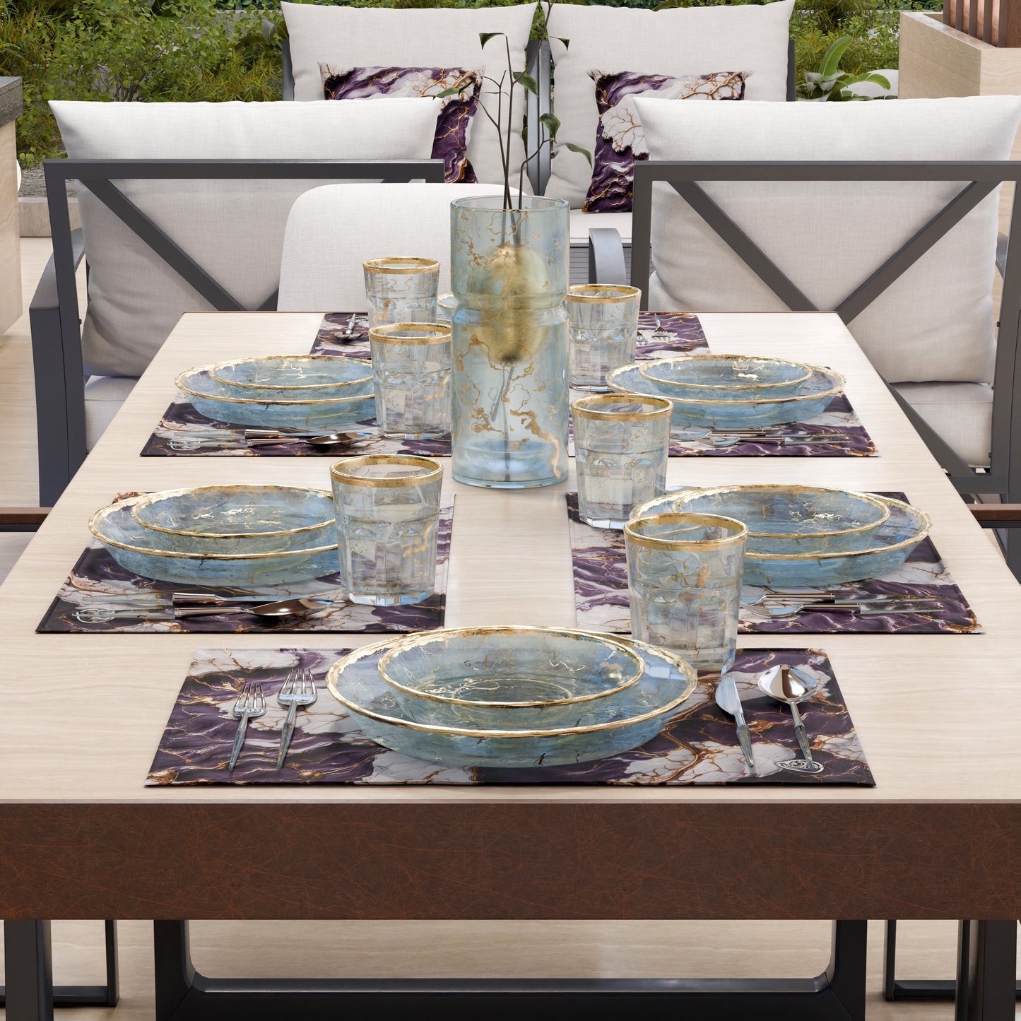 Sets de table américains élégants effet marbre violet - VIOLETRIC