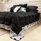 Couette d'hiver en velours doux et chaud avec volant et dentelle rebrodée noire par Sissy
