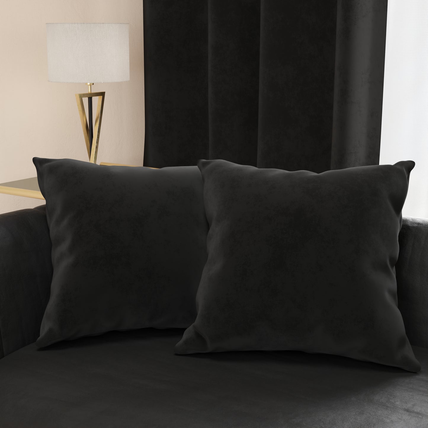 Cuscini Arredo Velluto 2 Pezzi Nero Divano Letto Made in Italy | PETTI
