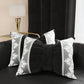 Coussin décoratif nœud en velours avec volant et dentelle rebrodée 40x50 cm, coussin de canapé noir par Sissy