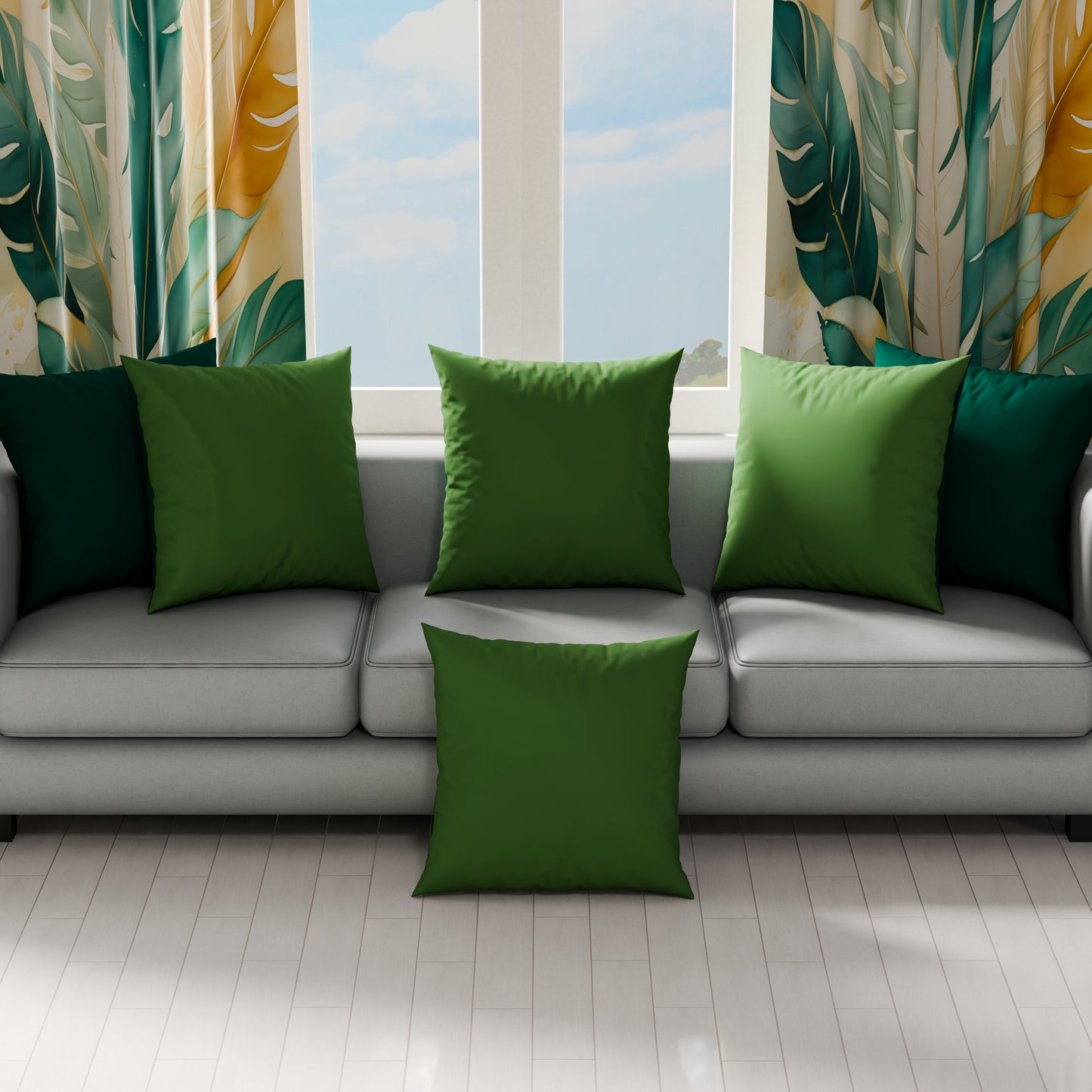 Coussins, Housses de coussin pour canapé, Coussins décoratifs unis vert olive/émeraude