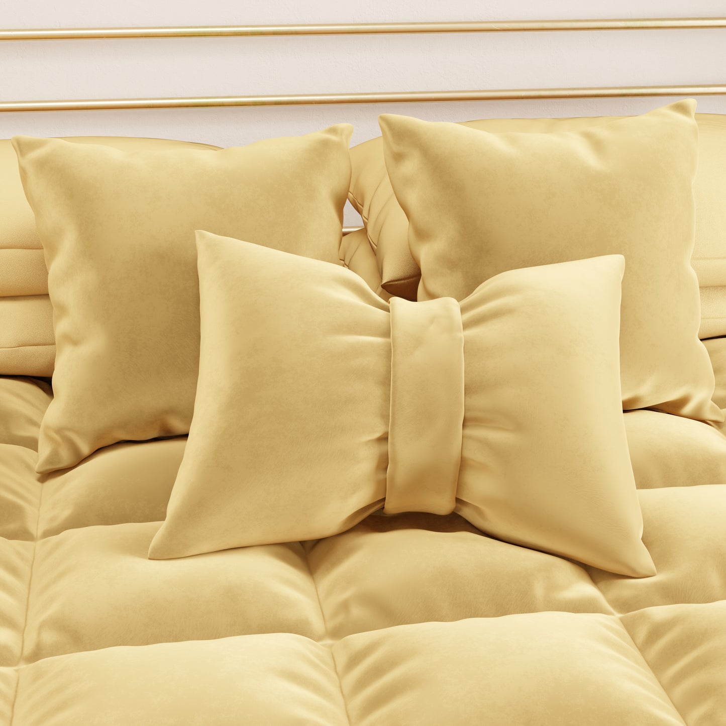 Cuscino Arredo Fiocco in Velluto 40x50 cm, Cuscino divano Oro