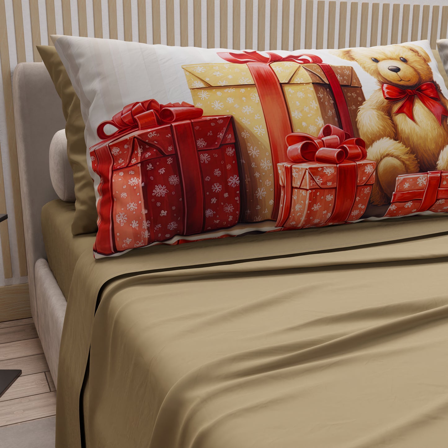 Draps de Noël en coton, parure de lit avec taies d'oreiller en impression numérique Ours 02